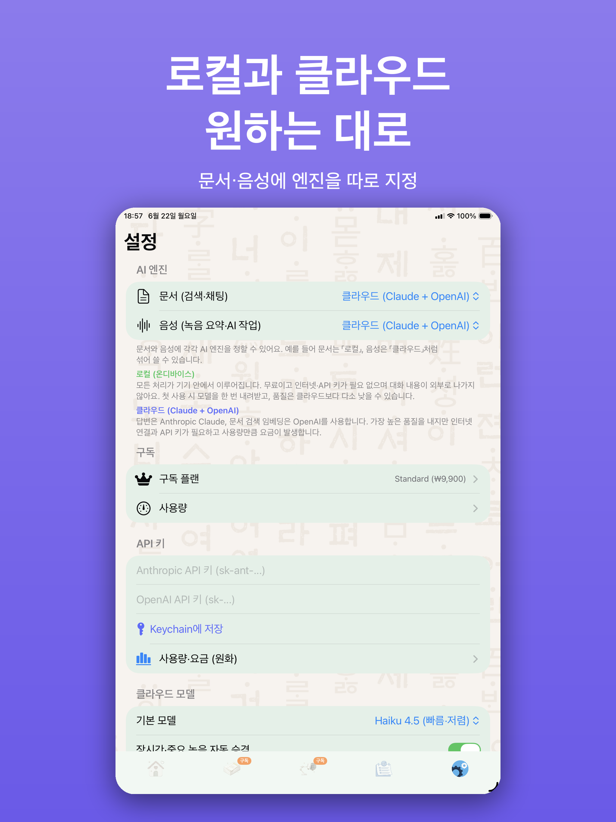 iPad 로컬·클라우드 AI 엔진